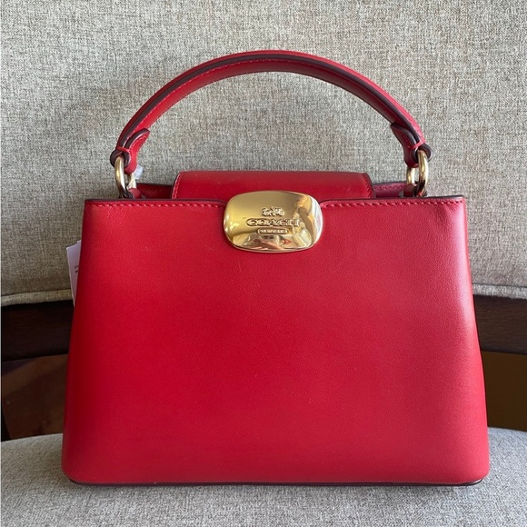 NWT！2PCS COACH Eliza Mini Carryall Bag（CW040）Gold/BoRed  and Eliza Wallet（CP254） - Picture 3 of 16